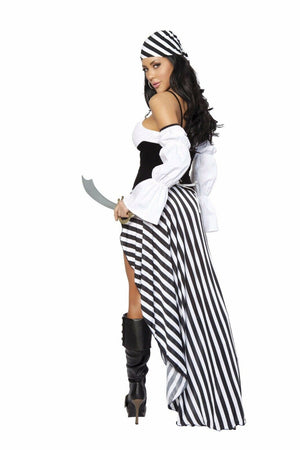 Roma 6pc Pirate Lass Black & White Dress w/ Cincher Deluxe Costume 4244