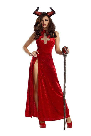 Sexy Party King Bad Religion Demon Devil Red Velvet Dress Costume PK2142
