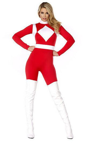Forplay Forceful Red Power Ranger Catsuit Superhero Costume 555244