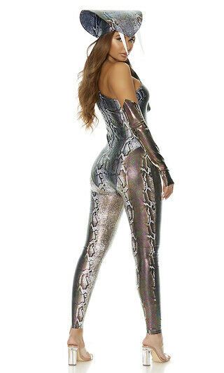 Sexy Forplay Slither Medusa Metallic Gold Snake Print Bodysuit Costume  557760