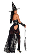 Roma Bewitching Beauty Witch Silver Wetlook Bodysuit Costume 5075