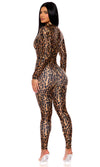 Sexy Forplay Leopard Print Zipfront Catsuit Jumpsuit Costume 115100