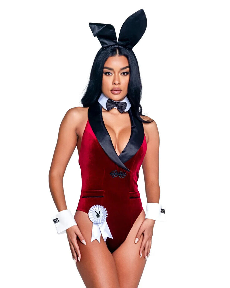 Roma Sexy Playboy Smoking Lounge Bunny Hefner 8pc Velvet Bodysuit Costume PB158