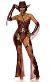 Sexy Forplay Best In The West Cowgirl 3pc Metallic Brown Western Costume 554886