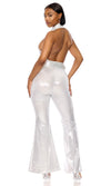 Sexy Forplay Boogie Down Disco Silver Jumpsuit 3pc Costume 554861