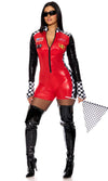 Sexy Forplay Speed Up Racer LS Red Romper 3pc Driver Costume 554860