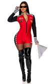 Sexy Forplay Left Turn Racer LS Red Romper 3pc Driver Costume 554907