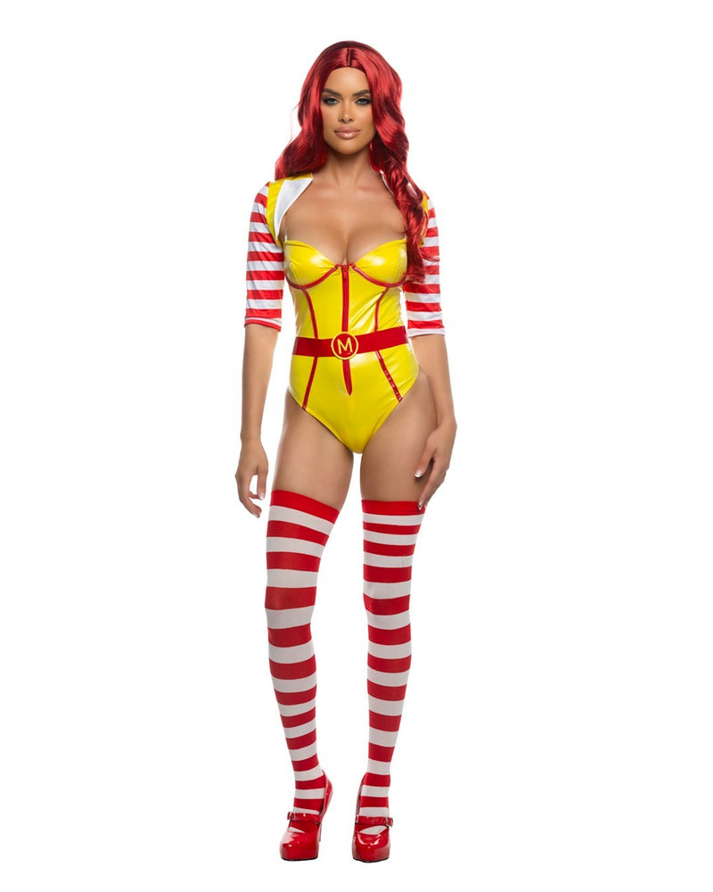 Roma 3pc Sexy Yummy Meal Babe Ronald McDonald Yellow Bodysuit Costume 6605