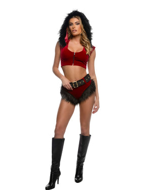 Roma 3pc Sexy Holiday Vixen Santa Red Velvet w/ Faux Fur Costume 6623