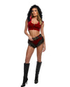 Roma 3pc Sexy Holiday Vixen Santa Red Velvet w/ Faux Fur Costume 6623