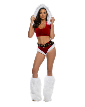 Roma 3pc Sexy Holiday Vixen Santa Red Velvet w/ Faux Fur Costume 6623