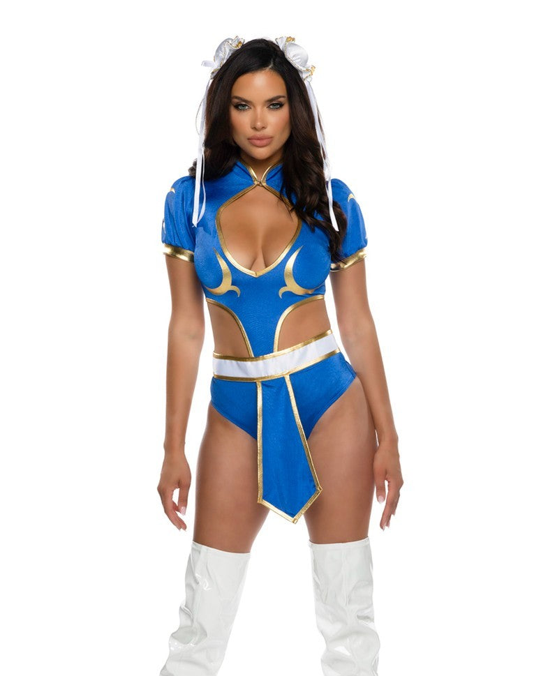 Roma 3pc Sexy Street Combat Cutie Video Game Chun-li Blue Costume 6584