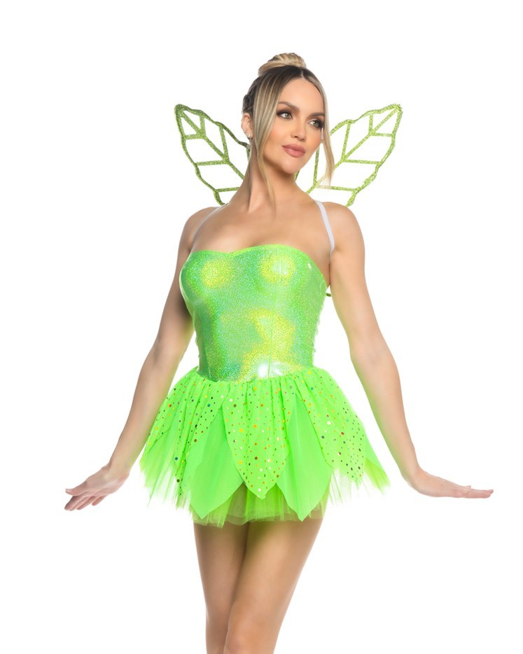 Roma 3pc Sexy Happy Thoughts Pixie Green Fairy  w/ Wings Costume 6571