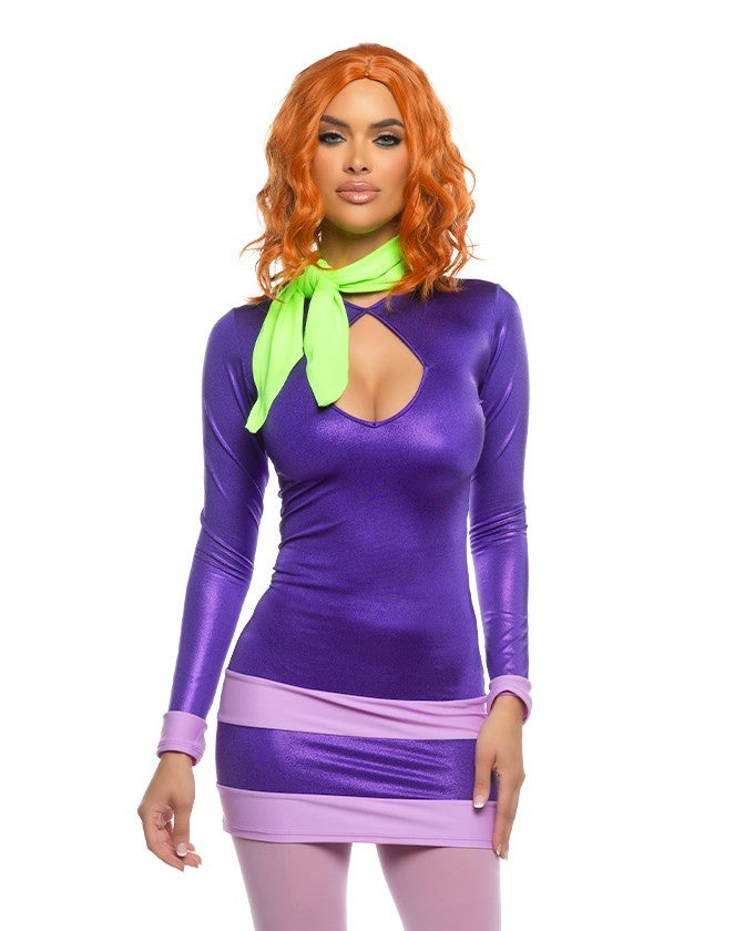 Roma 2pc Sexy Mystery Diva Scooby Doo Daphne Purple Dress Costume 6569