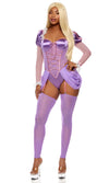 Sexy Forplay In The Tower Princess Purple Bodysuit 3pc Costume 555393