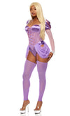 Sexy Forplay In The Tower Princess Purple Bodysuit 3pc Costume 555393