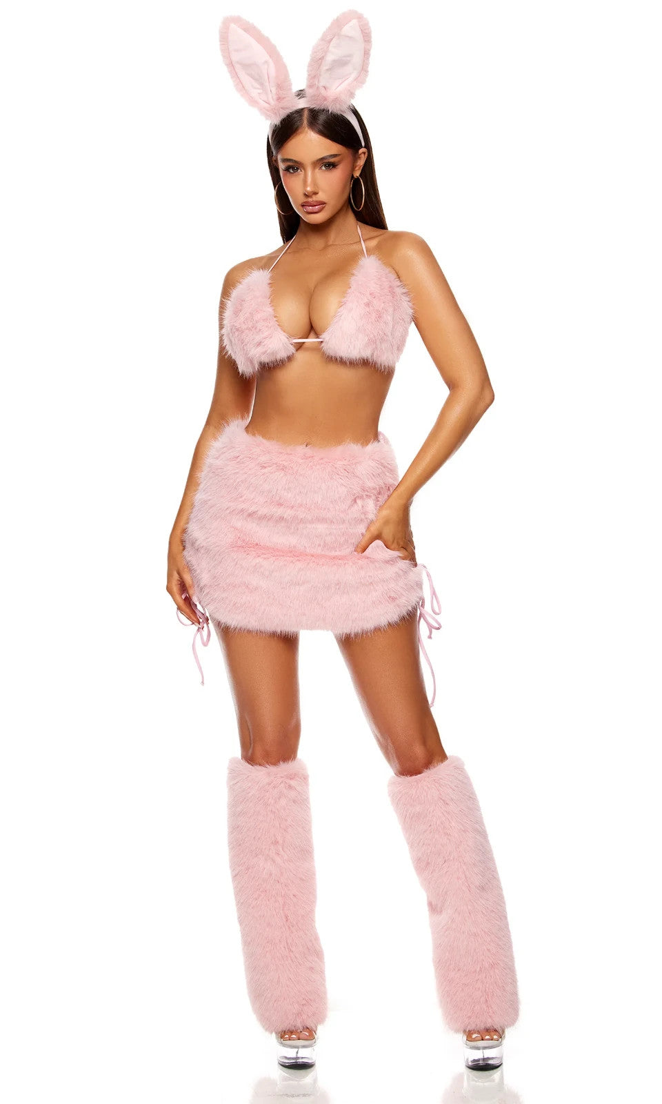 Sexy Forplay Hop To It Bunny 4pc Pink Faux Fur Costume 555362