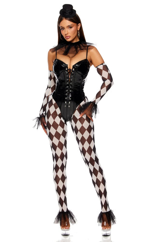 Sexy Forplay Clowning Clown 5pc Black Vinyl Costume 555265