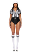 Sexy Forplay Time Out Referee Black / White Bodysuit 5pc Costume 555337