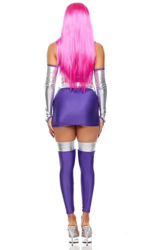 Sexy Forplay Star Princess Comic Hero Starfire Purple 5pc Costume 555334