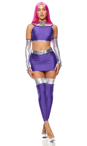 Sexy Forplay Star Princess Comic Hero Starfire Purple 5pc Costume 555334