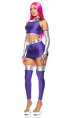 Sexy Forplay Star Princess Comic Hero Starfire Purple 5pc Costume 555334