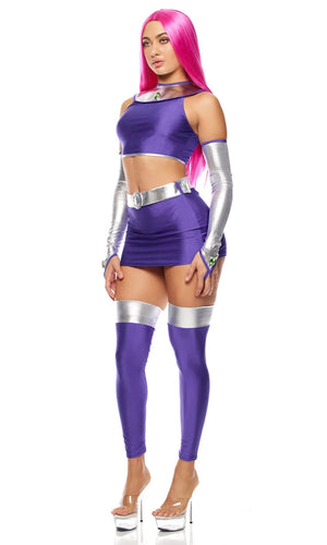 Sexy Forplay Star Princess Comic Hero Starfire Purple 5pc Costume 555334