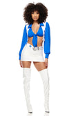 Sexy Forplay Halftime Show Cheerleader 4pc White / Blue Costume 555332