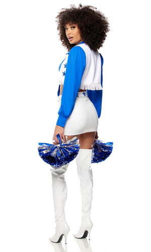 Sexy Forplay Halftime Show Cheerleader 4pc White / Blue Costume 555332