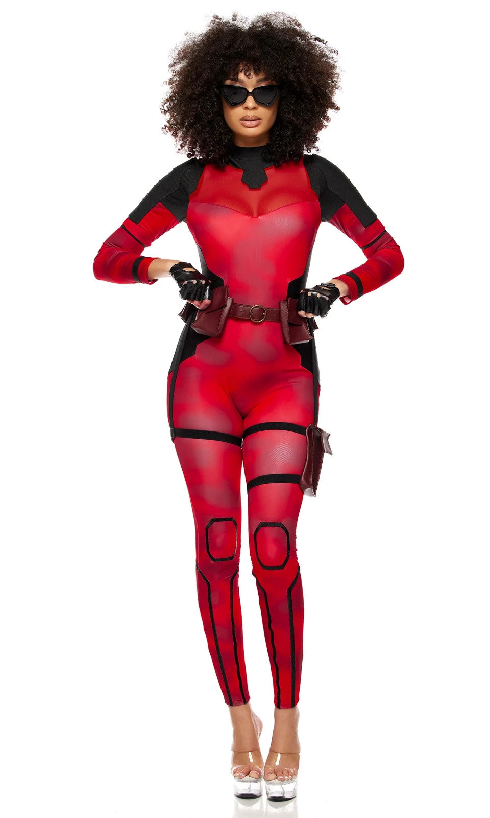 Sexy Forplay No Hero Comic Deadpool 4pc Red Jumpsuit Costume 555295
