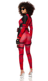 Sexy Forplay No Hero Comic Deadpool 4pc Red Jumpsuit Costume 555295