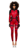 Sexy Forplay No Hero Comic Deadpool 4pc Red Jumpsuit Costume 555295