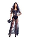 Roma Graveyard Bride Black Lace 3pc Beetle Juice Costume 6356