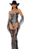 Sexy Forplay Buckin Wild Cowgirl 3pc Metallic Silver Western Costume 554887