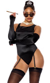 Sexy Forplay Champagne For Breakfast 7pc Celebrity Black Bodysuit Costume 554842