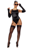 Sexy Forplay Champagne For Breakfast 7pc Celebrity Black Bodysuit Costume 554842