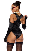 Sexy Forplay Champagne For Breakfast 7pc Celebrity Black Bodysuit Costume 554842