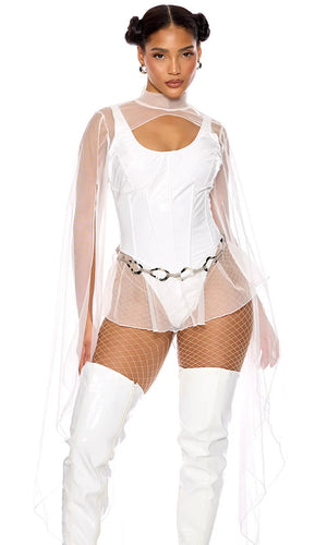 Sexy Forplay Galactic Princess White Bodysuit Leia Star Wars Costume 554843