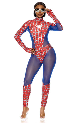 Sexy Forplay Neighborhood Hero Comic Spiderman Jumpsuit Costume 554857