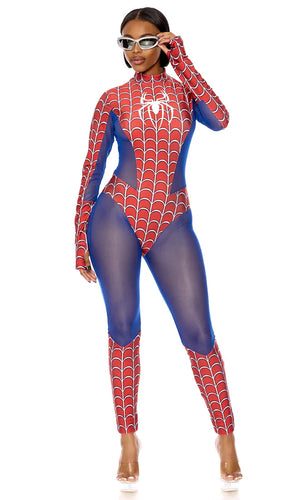 Sexy Forplay Neighborhood Hero Comic Spiderman Jumpsuit Costume 554857