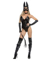 Roma 5pc Sexy Bunny Fetish Black Faux Leather Bodysuit Costume 6582