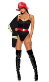 Sexy Forplay Fight My Fire Firefighter Bodysuit 3pc Black Costume 555338