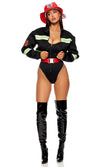 Sexy Forplay Fight My Fire Firefighter Bodysuit 3pc Black Costume 555338