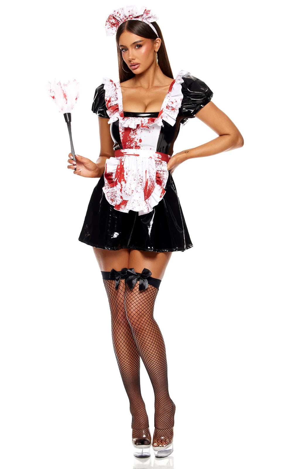 Sexy Forplay Maid To Kill 5pc Black Vinyl Costume 555276