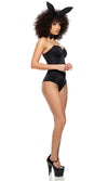 Sexy Forplay Razzle Dazzle Bunny Black Rhinestone Bodysuit 3pc Costume 555326