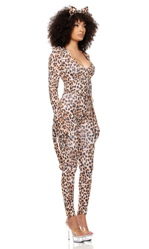 Sexy Forplay Pounce & Purr Leopard Jumpsuit 4pc Costume 555314