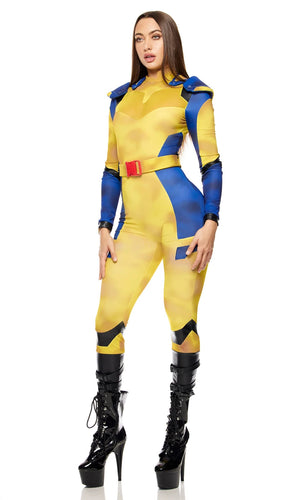 Sexy Forplay Claws Out Comic Hero Wolverine Yellow Jumpsuit Costume 555296