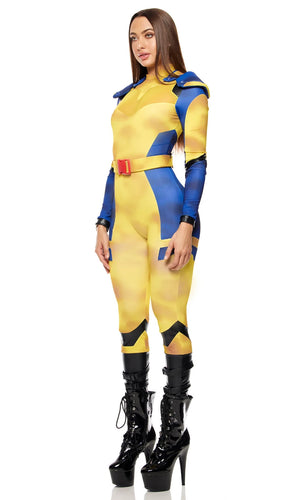 Sexy Forplay Claws Out Comic Hero Wolverine Yellow Jumpsuit Costume 555296