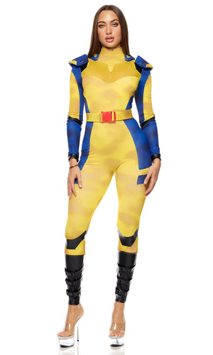 Sexy Forplay Claws Out Comic Hero Wolverine Yellow Jumpsuit Costume 555296