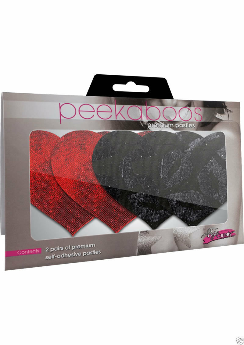 Peekaboo Pasties Stolen Kisses Hearts Red & Black PK003H